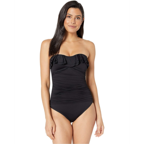 La Blanca Island Goddess Ruffle Bandeau Mio One-Piece Swimsuit