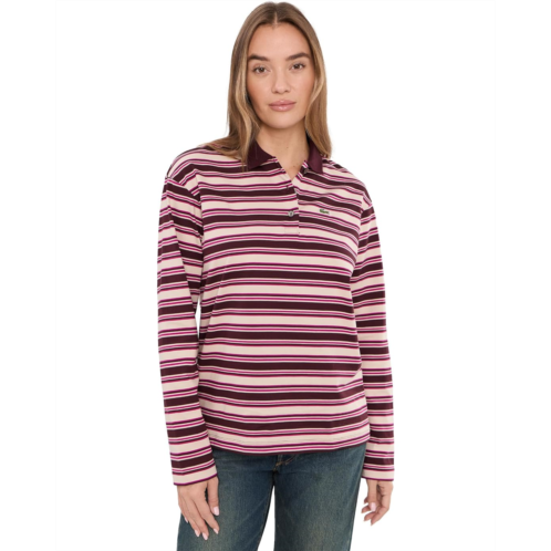 Womens Lacoste Oversized Striped Long Sleeved Polo Shirt