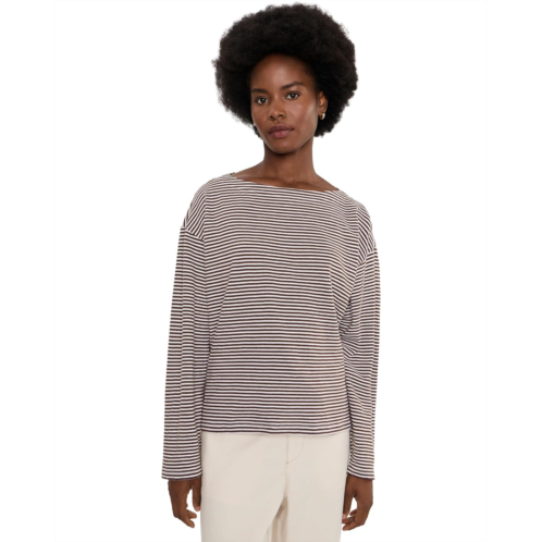 Eileen Fisher Striped Organic Cotton Slub Bateau Neck Top