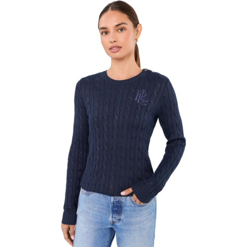 POLO Ralph Lauren Womens Lauren Ralph Lauren Button-Trim Cable-Knit Sweater