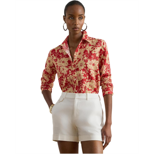 POLO Ralph Lauren Womens Lauren Ralph Lauren Petite Relaxed Fit Floral Linen Shirt