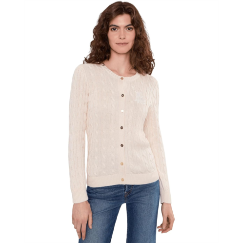 POLO Ralph Lauren Womens Lauren Ralph Lauren Cable-Knit Cotton-Blend Cardigan