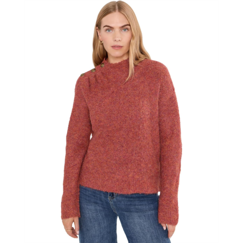 Womens Liverpool Los Angeles Long Sleeve Mock Neck Sweater with Buttons