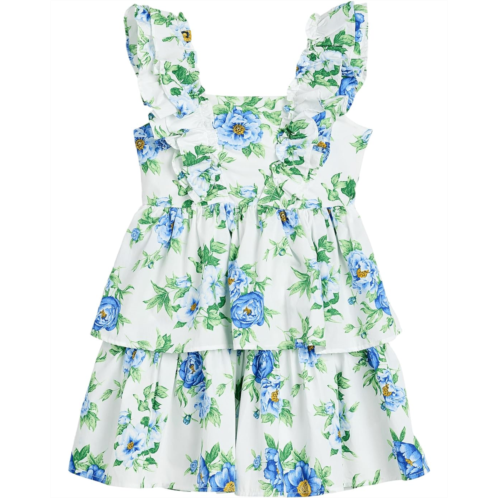 Girls Janie and Jack Ruffle Shoulder Floral Tiered Dress (Toddler/Little Kid/Big Kid)