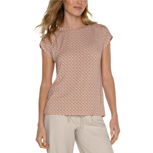 Womens Liverpool Los Angeles Boat Neck Dolman Jersey Knit Top with Shoulder Pleats