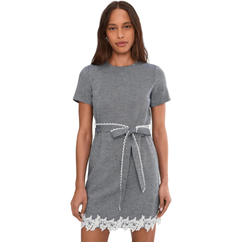 Womens CeCe Denim Linen A-line Tie Waist Mini Dress