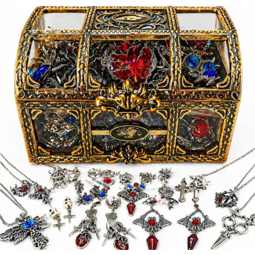 Mystery Jewelry Jar Set - Gothic Witchy Vintage Surprise Halloween Jewelry Box for Women Fashion Jewelry Bundle Unique Christmas Halloween Birthday Gift for Her