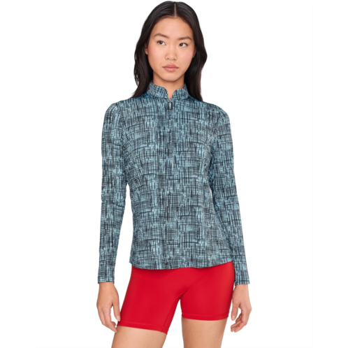 Jamie Sadock Sunsense Grid Print Long Sleeve Quarter Zip