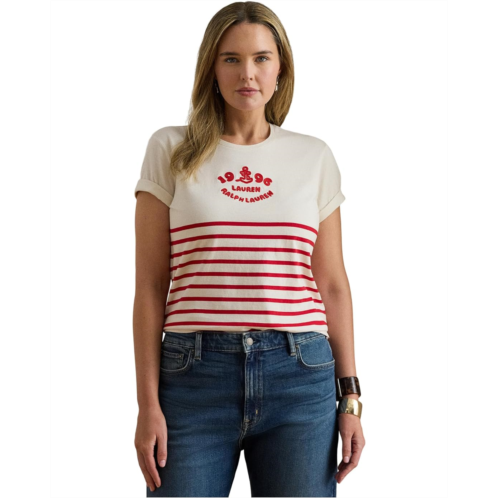 POLO RALPH LAUREN Plus Size Striped Embroidered-Logo Jersey Tee
