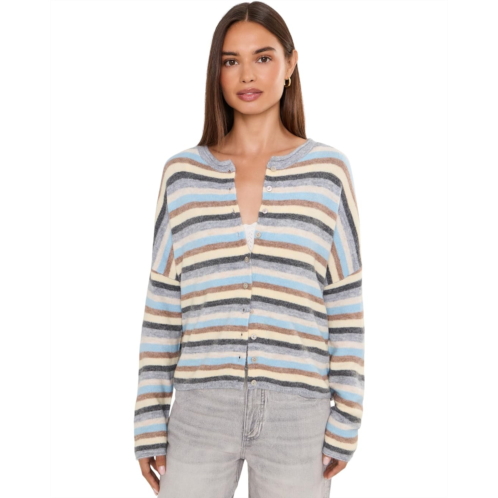 Womens CeCe Multi Striped Rollneck Cardigan