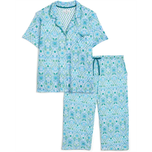 Womens Karen Neuburger Plus Size Short Sleeve Notch Top & Capri Pajama Set