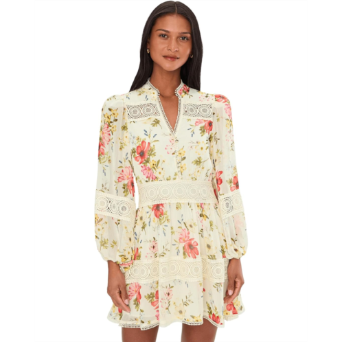Womens Avec Les Filles Long Sleeve Lace Detail Mini Dress