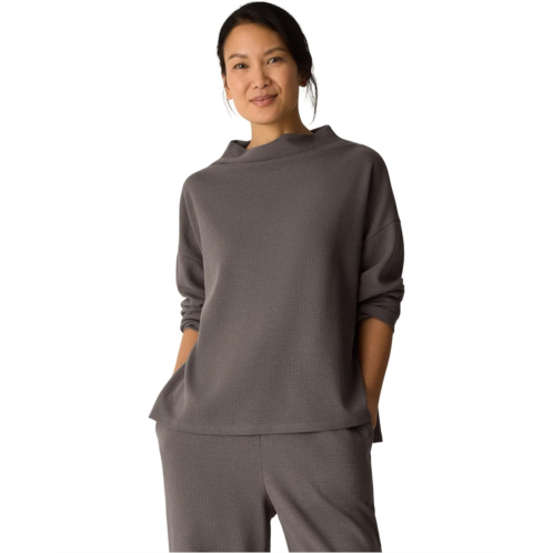 Eileen Fisher Waffle Doubleknit Funnel Neck Box Top