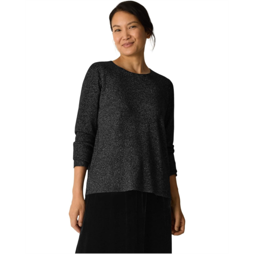 Womens Eileen Fisher Wool Lurex Crew Neck Sweater