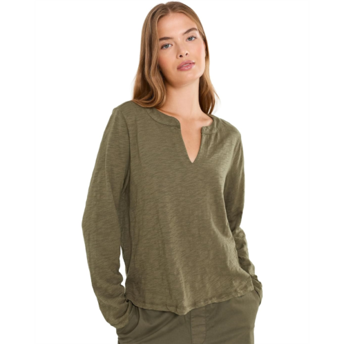 Womens Mod-o-doc Long Sleeve Mandarin Split Neck Top