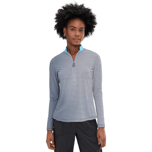 Womens Jamie Sadock Sunsense Gradient Stripe Long Sleeve Quarter Zip
