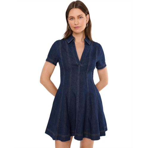 Womens Avec Les Filles Denim Short Sleeve Mini Shirtdress