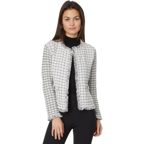 NICZOE Grid Fringe Mix Knit Pocket Jacket