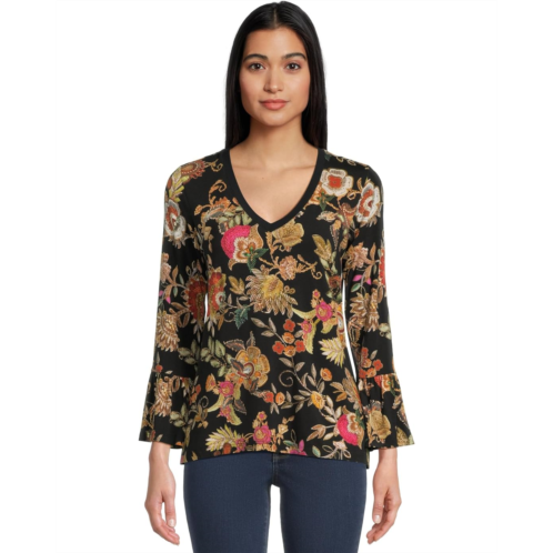 Johnny Was The Janie Favorite V-neck Flute Sleeve Tee- Lowri