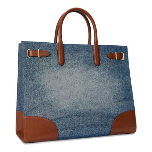 POLO RALPH LAUREN Leather-trim Denim Large Devyn Tote Bag