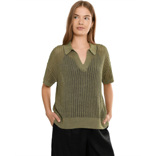 POLO Ralph Lauren Womens Lauren Ralph Lauren Petite Linen-Blend Mesh Short Sleeve Sweater