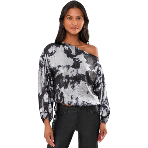 Womens Liverpool Los Angeles Long Sleeve One Shoulder Woven Top w/ Ties