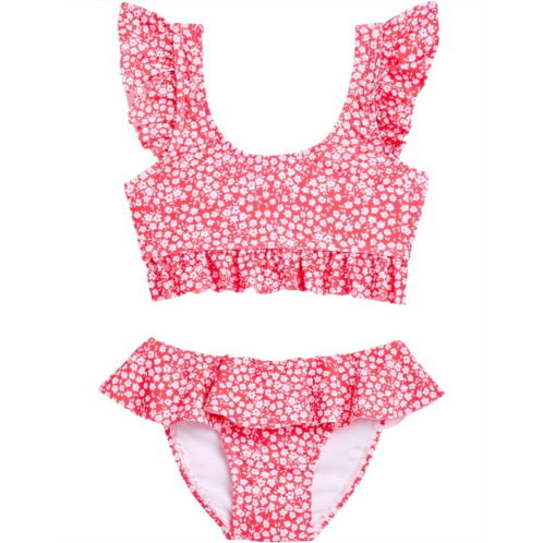 Girls Snapper Rock Kids Ditsy Bloom Frilled Crop Bikini (Toddler/Little Kid/Big Kid)