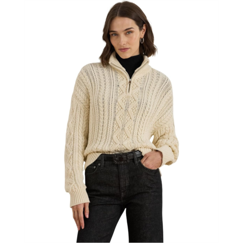 POLO RALPH LAUREN Aran-Knit Cotton Quarter-Zip Pullover