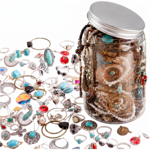 Tondiamo 50 Pcs Mystery Jewelry Jar Halloween Boho Surprise Gift for Women