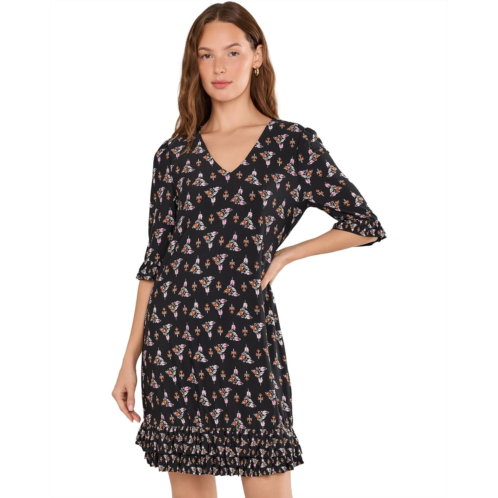 Womens CeCe V-Neck Knit Dress with Ruffle Hem
