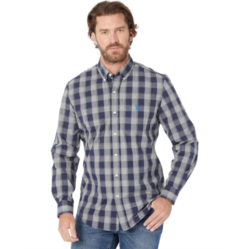 U.S. POLO ASSN. Long Sleeve Yarn-Dye Heathered Plaid Woven Shirt