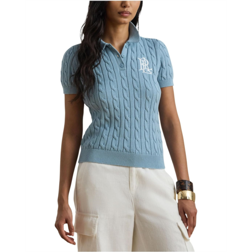 Polo Ralph Lauren Womens Lauren Ralph Lauren Cable-Knit Cotton Polo Sweater