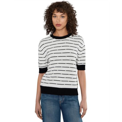 Vince Camuto Textured Crewneck With Stripes