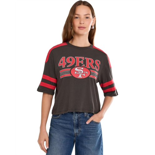 Womens Junk Food Clothing NFL San Francisco 49ers Bling Striped Crop Tee