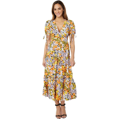 Ted Baker Safiree Printed Tie-Back Tiered Midi Dress