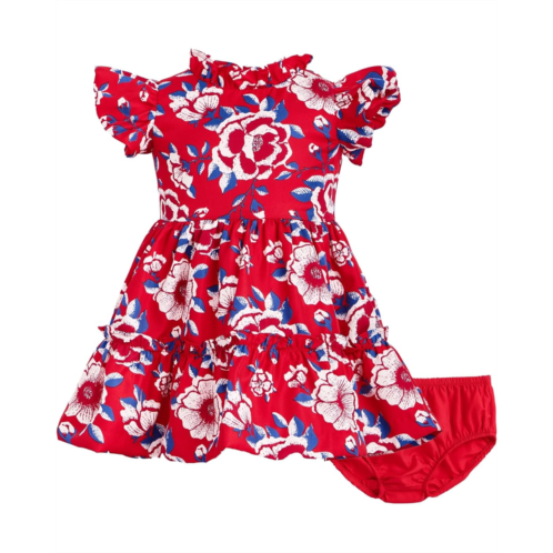 Janie and Jack Flutter Sleeve Floral Dress (Infant)