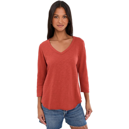 Womens Mod-o-doc 3/4 Sleeve V-Neck Tee with Curved Hem