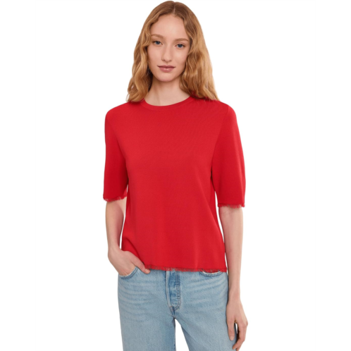 Elliott Lauren In The Fray - Short Sleeve Crew Neck Sweater With Fringe Detail