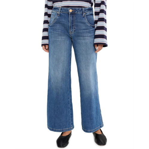 KUT from the Kloth Petite Jeans High-Rise Wide Leg Dip Scoop Pockets in Incandscent