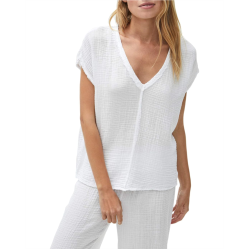 Womens Michael Stars Draya Double Gauze V-Neck Tee