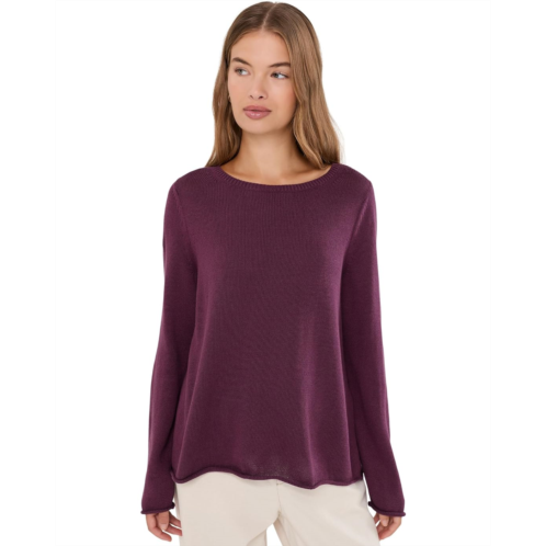 Womens Eileen Fisher Peruvian Cotton Blend Bateau Neck Sweater