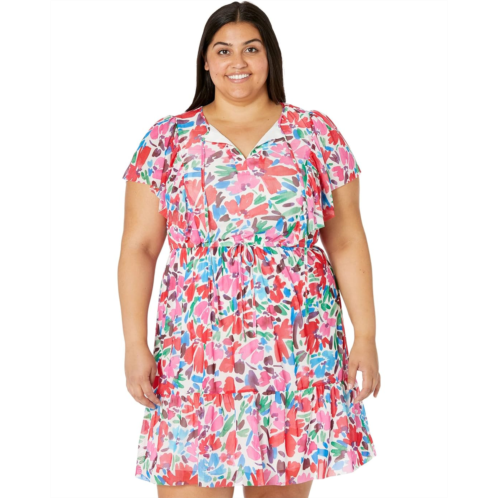 Donna Morgan Plus Size Mini Dress with Flutter Sleeve