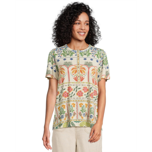 Womens Johnny Was The Janie Favorite Flutter Sleeve Henley Tee