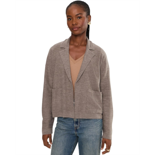 Womens Eileen Fisher Fine Felted Wool Notch Collar Cardigan