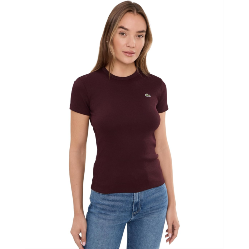 Womens Lacoste Slim Fit Ribbed Cotton T-Shirt