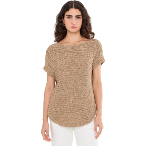 POLO Ralph Lauren Womens Lauren Ralph Lauren Rib-Knit Short Sleeve Sweater