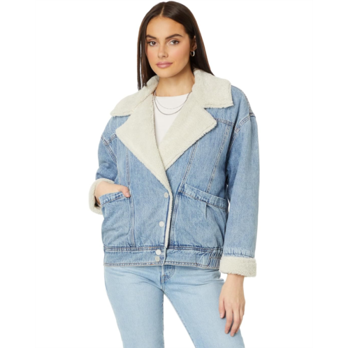 Blank NYC Denim and Sherpa Oversized Jacket in Crash Course