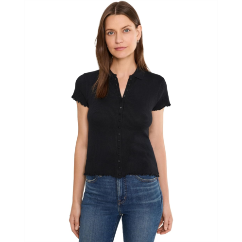 Womens Madewell Ribbed Cap Sleeve Polo