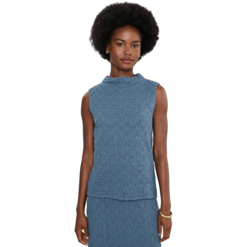 Eileen Fisher Bubble Jacquard Funnel Neck Slim Tank