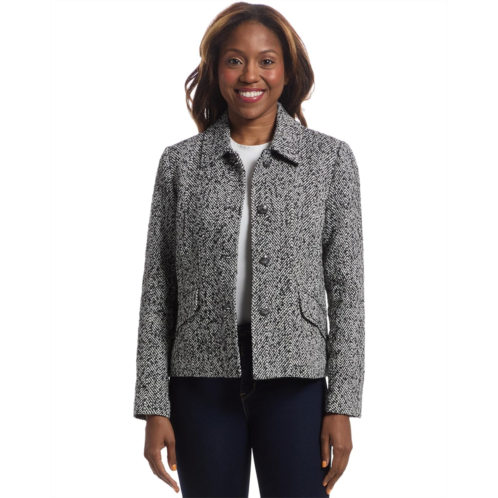 Womens Elliott Lauren Power Play - Button Closure Herringbone Jacket with Flap Pockets Detail